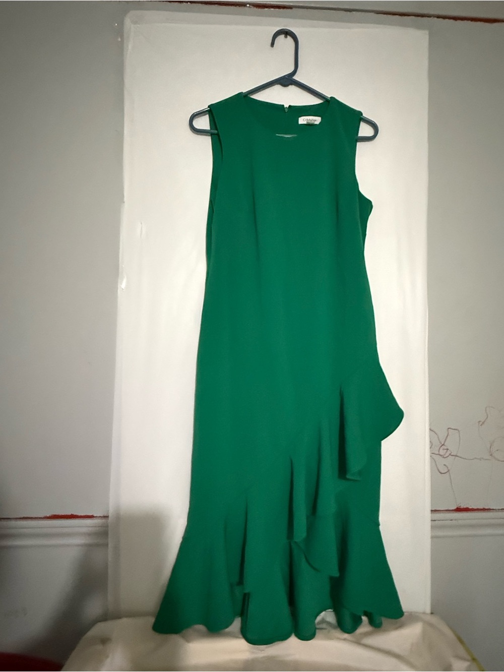 Calvin Klein flounce hem sleeveless midi dress size 10